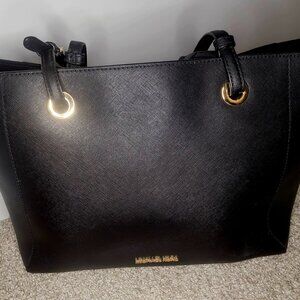 MICHAEL KORS  Black Leather Large 3 Compartment Tote